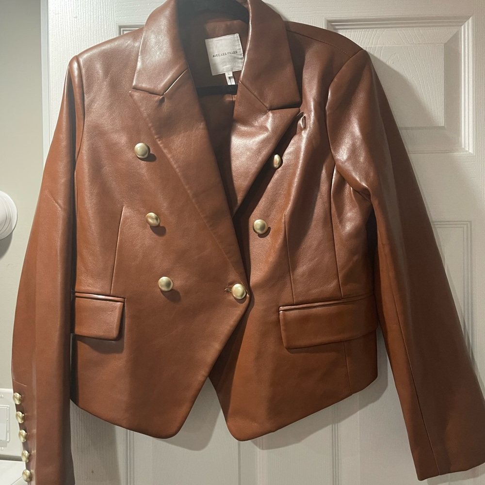 Avec Les Filles Faux Leather Blazer